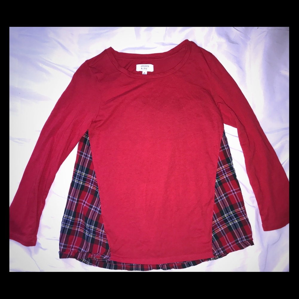 Red Plaid Detail Shirt